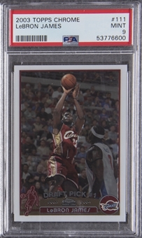 2003-04 Topps Chrome #111 LeBron James Rookie Card - PSA MINT 9